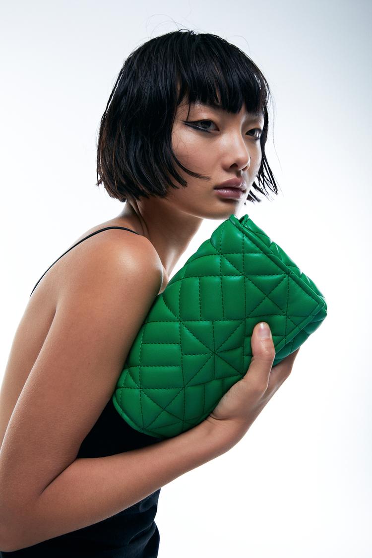 QUILTED SHOULDER BAG WITH CHAIN Green ZARA United Kingdom